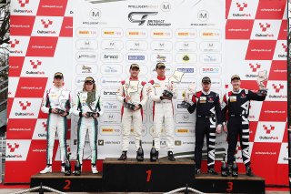 GT4 Silver Podium (l-r) Josh Miller / Jamie Day - R Racing Aston Martin Vantage AMR GT4,  Richard Williams / Sennan Fielding - Steller Motorsport Audi R8 LMS GT4,  Ross Wylie / Benji Hetherington - Valluga Racing Porsche 718 Cayman GT4 RS CS 
 | JEP