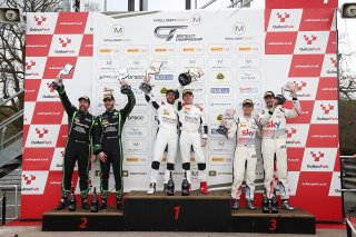 Race 2 GT3 Podium (l-r) Richard Neary / Sam Neary - Team Abba Racing Mercedes-AMG GT3,  Kelvin Fletcher / Martin Plowman - Paddock Motorsport McLaren 720S GT3,  Kevin Tse / Chris Froggatt - Sky Tempesta Racing Mercedes-AMG GT3 
 | JEP
