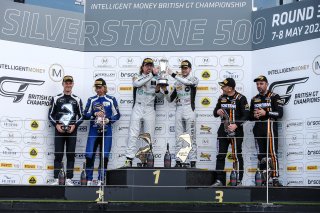 GT3 Podium (l-r) Alexander West / Marvin Kirchoefer - Garage 59 McLaren 720S GT3, Adam Balon / Sandy Mitchell - Barwell Motorsport Lamborghini Huracan GT3 Evo, Nick Moss / Joe Osborne - Optimum Motorsport McLaren 720S GT3
 | British GT/JEP