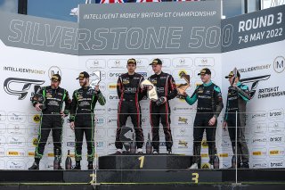 GT3 Silver-Am Podium (l-r) Richard Neary / Sam Neary - Team Abba Racing Mercedes-AMG GT3, Alex Malykhin / James Dorlin - Redline Racing Lamborghini GT3 Evo, Mark Sansom / Will Tregurtha - Assetto Motorsport Bentley Continental GT3
 | British GT/JEP