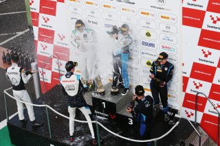 GT3 Overall Podium, Adam Balon / Sandy Mitchell - Barwell Motorsport Lamborghini Huracan GT3 Evo, John Ferguson / Ulysse De Pauw - RAM Racing Mercedes-AMG GT3, Flick Haigh / Jonny Adam - 2 Seas Motorsport Mercedes-AMG GT3
 | British GT/JEP