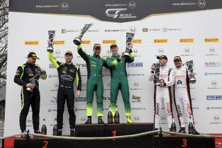 GT3 Pro-Am Podium (l-r) Andrew Howard / Ross Gunn - Beechdean AMR Aston Martin Vantage AMR GT3,  James Cottingham / Jonny Adam - 2Seas Motorsport Mercedes-AMG GT3,  Morgan Tillbrook / Marcus Clutton - Enduro Motorsport McLaren 720S GT3 
 | British GT/JEP