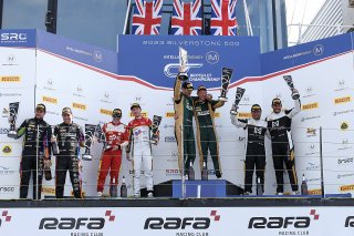 GT4 Am and Pro-Am Podium (l-r) Ian Duggan / James Townsend - Toro Verde Ginetta G56 GT4, Carl Cavers / Lewis Plato - Century Motorsport BMW M4 GT4, Ed McDermott / Michael Broadhurst - One Motorsport Mercedes-AMG GT4, David Holloway / Bradley Ellis - Centu | British GT/JEP