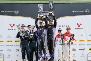 Race 1 GT4 Pro-Am Podium (l-r) Michael Johnston / Chris Salkeld - Century Motorsport BMW M4 GT4,  Michael Crees / Thomas Holland - Raceway Motorsport Ginetta G56 GT4,  Carl Cavers / Lewis Plato - Century Motorsport BMW M4 GT4  | British GT/JEP