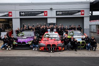 Michael Johnston / Chris Salkeld - Century Motorsport BMW M4 GT4,  Darren Leung / Dan Harper - Century Motorsport BMW M4 GT3 and Carl Cavers / Lewis Plato - Century Motorsport BMW M4 GT4 
 | British GT/JEP
