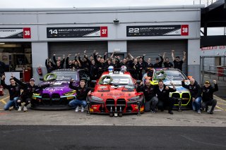 Michael Johnston / Chris Salkeld - Century Motorsport BMW M4 GT4,  Darren Leung / Dan Harper - Century Motorsport BMW M4 GT3 and Carl Cavers / Lewis Plato - Century Motorsport BMW M4 GT4 
 | British GT/JEP