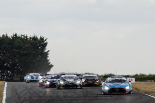 Start of Race 1 - #42 - Charles Dawson / Kiern Jewiss - 2 Seas Motorsport Mercedes-AMG GT3 Evo leads
 | SRO / JEP