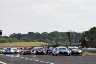 Start of Race 1 - #42 - Charles Dawson / Kiern Jewiss - 2 Seas Motorsport Mercedes-AMG GT3 Evo leads
 | SRO / JEP