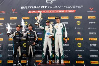 Endurance Cup Podium (l-r) #37 - Rupert Williams / John Ingram - Jolt Racing McLaren Artura - #12 - Ed McDermott / Seb Morris - Team Parker Racing Mercedes-AMG GT4
 | SRO / JEP