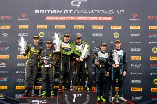 GT4 Silver Cup Podium (l-r) #17 - Harry George / Luca Hopkinson - Optimum Motorsport McLaren Artura GT4 - #69 - Luke Garlick / Blake Angliss - Mahiki Racing Ginetta G56 GT4 Evo - #17 - Harry George / Luca Hopkinson - Optimum Motorsport McLaren Artura GT4
 | SRO / JEP
