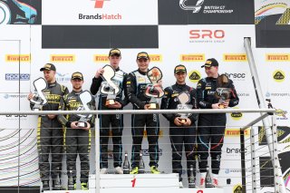 GT4 Silver Cup Podium (l-r) #69 - Luke Garlick / Blake Angliss - Mahiki Racing Ginetta G56 GT4 Evo - #17 - Harry George / Luca Hopkinson - Optimum Motorsport McLaren Artura GT4 - #14 - Branden Templeton / Chris Salkeld - Century Motorsport BMW M4 GT4
 | SRO / JEP
