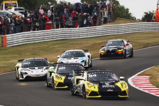 Start of Race 2 at Oulton Park - #84 - Aiden Neate / Josh Miller - Mahiki Racing Lotus Emira GT4 leads
 | JEP