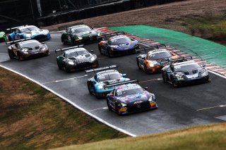Start of Race 2 at Oulton Park - #18 - Kevin Tse / Maximilian Gotz - 2 Seas Motorsport Mercedes-AMG GT3 Evo leads
 | JEP