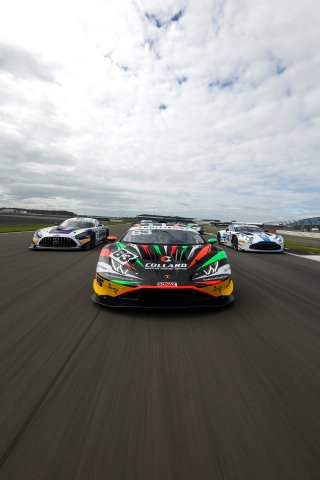#18 - Kevin Tse / Ben Green - 2 Seas Motorsport - Mercedes-AMG GT3 Evo, #63 - Hugo Cook / Sandy Mitchell - Barwell Motorsport - Lamborghini Huracan GT3 Evo2 and #7 - Andrew Howard / Ross Gunn - Beechdean Motorsport - Aston Martin Vantage AMR GT3 Evo
 | SRO / JEP