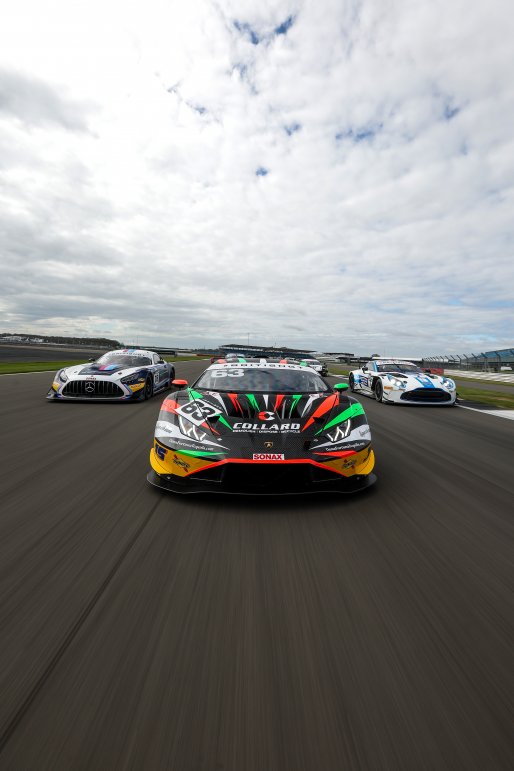 #18 - Kevin Tse / Ben Green - 2 Seas Motorsport - Mercedes-AMG GT3 Evo, #63 - Hugo Cook / Sandy Mitchell - Barwell Motorsport - Lamborghini Huracan GT3 Evo2 and #7 - Andrew Howard / Ross Gunn - Beechdean Motorsport - Aston Martin Vantage AMR GT3 Evo
 | SRO / JEP