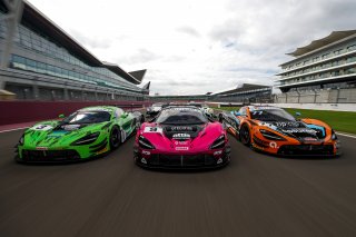 #3 - Callum Macleod / Garnet Patterson - Optimum Motorsport - McLaren 720S GT3 Evo, #9 - Mark Smith / Martin Plowman - Paddock Motorsport - McLaren 720S GT3 Evo and #77 - Morgan Tillbrook / Ben Barnicoat - McLaren 720S GT3 Evo
 | SRO / JEP