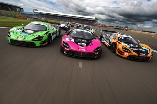 #3 - Callum Macleod / Garnet Patterson - Optimum Motorsport - McLaren 720S GT3 Evo, #9 - Mark Smith / Martin Plowman - Paddock Motorsport - McLaren 720S GT3 Evo, #77 - Morgan Tillbrook / Ben Barnicoat - McLaren 720S GT3 Evo
 | SRO / JEP